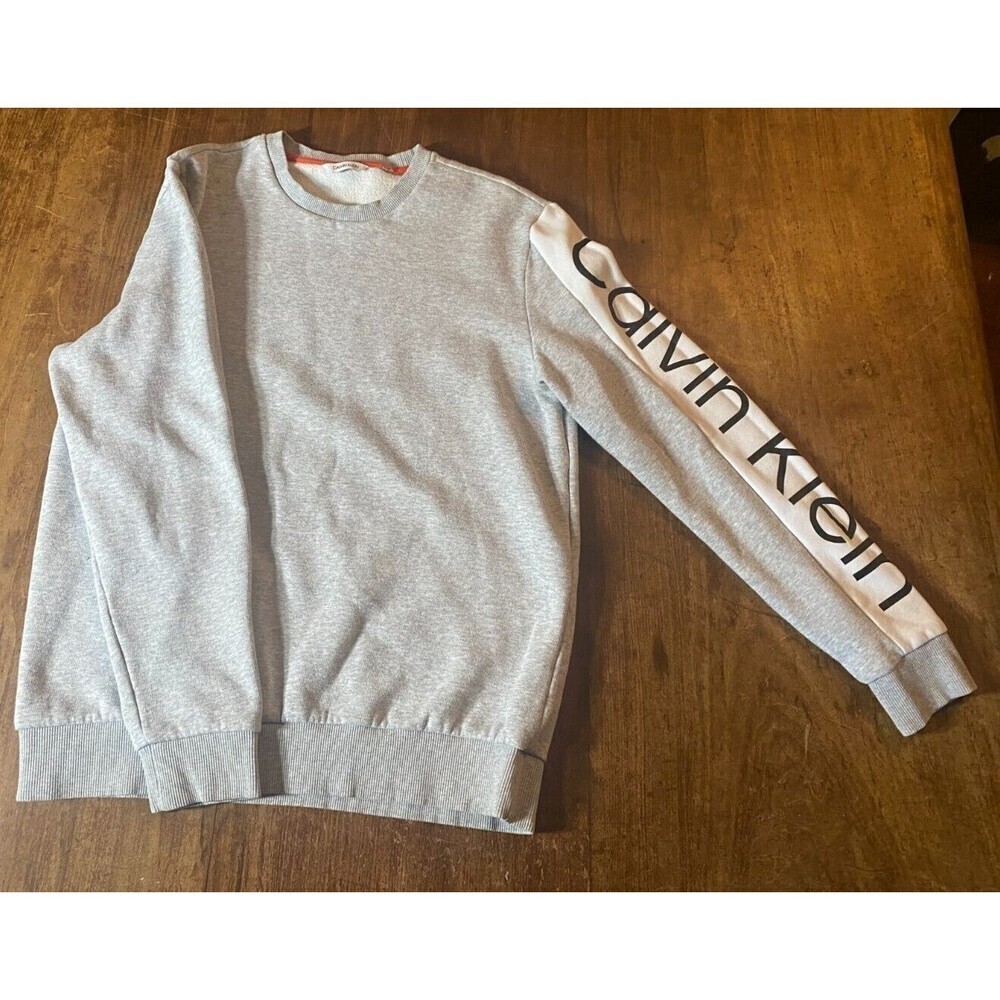 Calvin Klein Mens Contrast Logo Striped Sweatshirt Size M